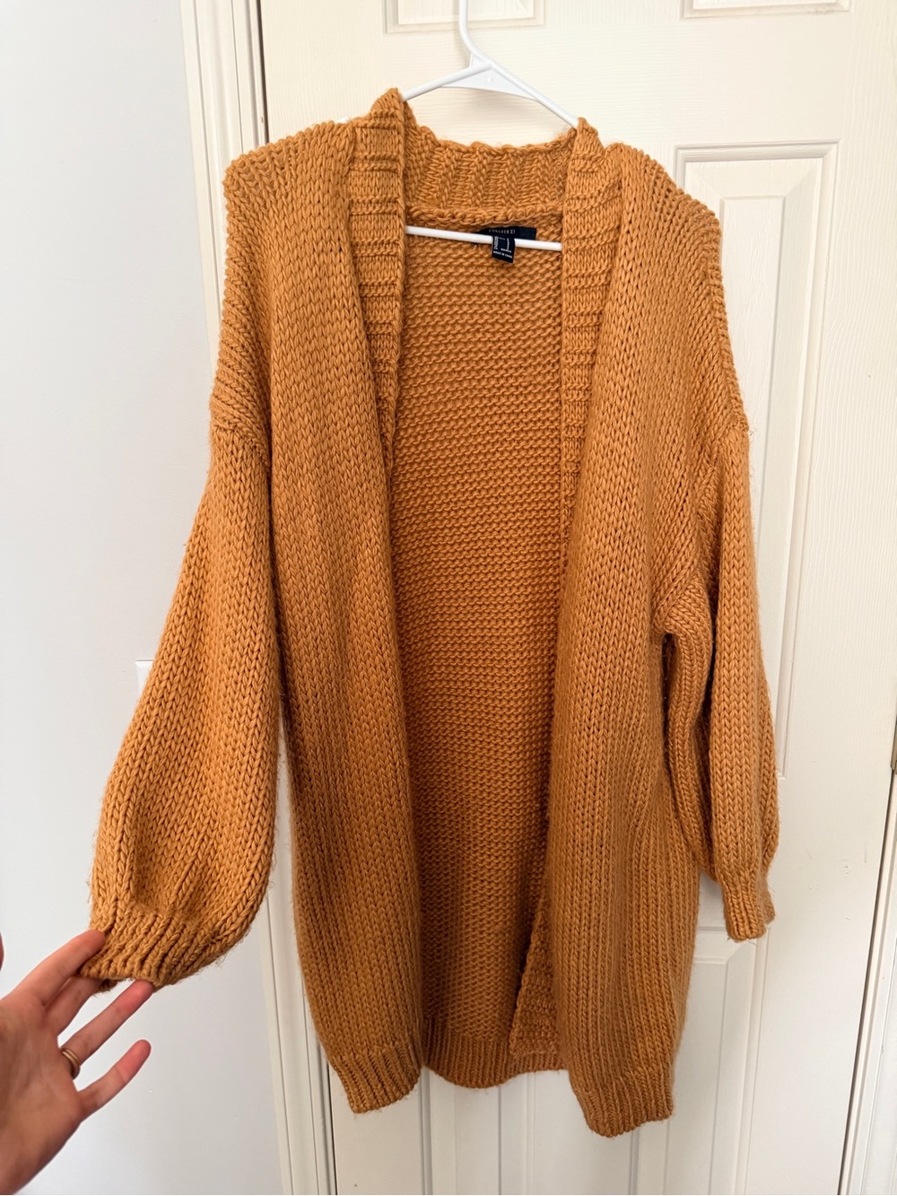 Forever 21 Open-Front Chunky Cardigan - Camel/Tan